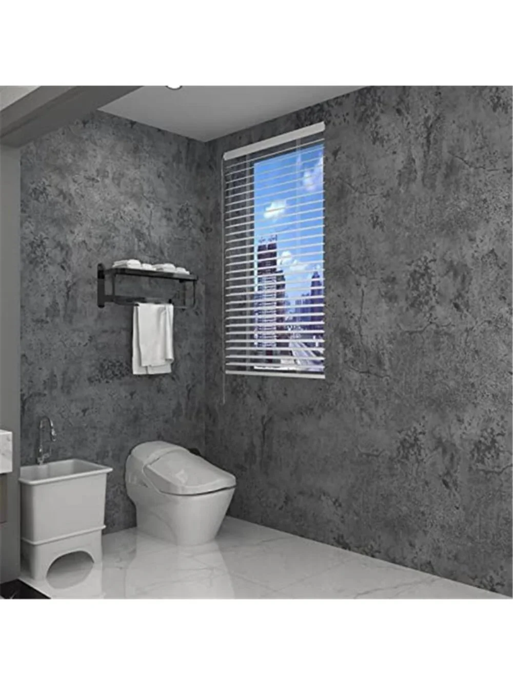 Concrete Peel and Stick Wallpaper Grey Blue Contact Paper Self Adhesive Vinyl